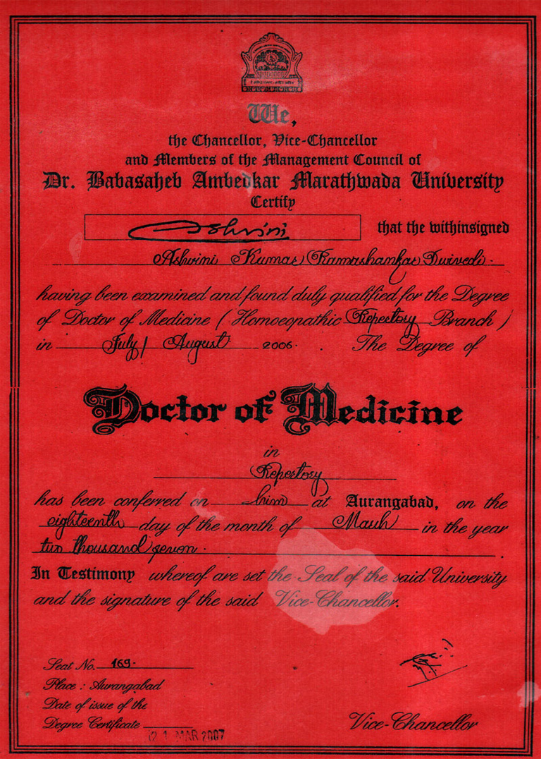 certificate list of AK Dwivedi